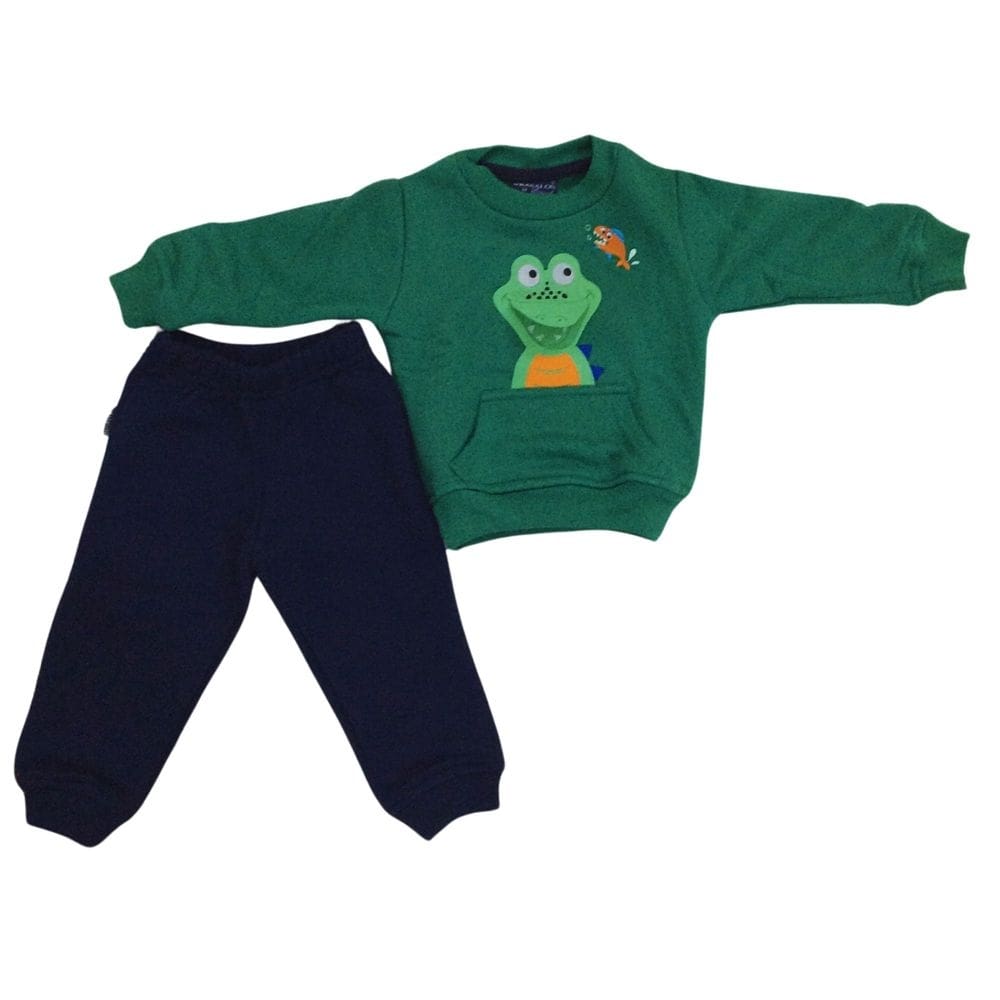 Conjunto Moletom Infantil Masc Vrasalon verde e marinho