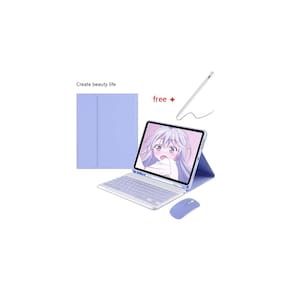 Capa de teclado Galaxy Tab S6 Lite retroiluminada roxa