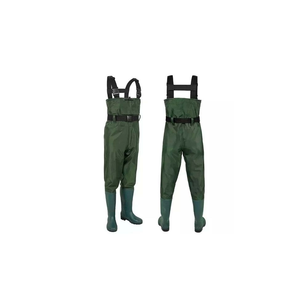 Roupa de pesca, baú de PVC impermeável com botas, tamanho 44, verde