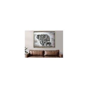 Pintura: Elefante, Mãe, Arte Déco, 120x4x90 cm
