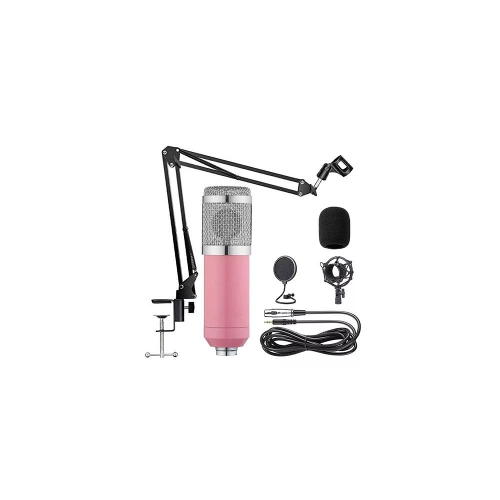 Kit de microfone condensador de estúdio com suporte de braço - dourado