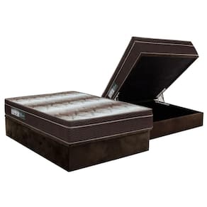 Cama Box Baú Casal: Colchão Ortopédico Ortobom Wood Light + Base CRC Suede Brown(138x188)
