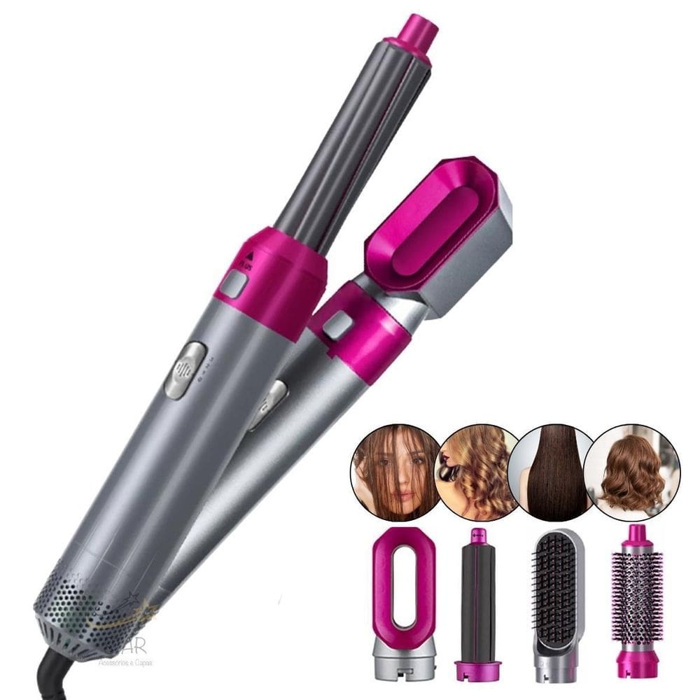 Secador de cabelo 5in1 penteado feminino escova modeladora