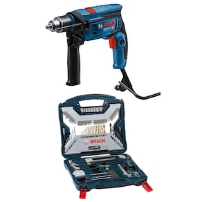 Furadeira Impacto Bosch 750w 110v Kit Jogo X-line 103 Peças
