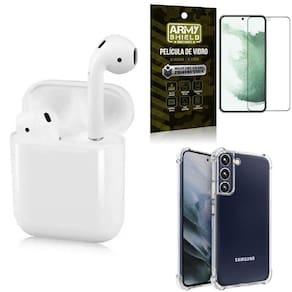 Capa samsung s22 plus + fone bluetooth ly-122 + película 3d