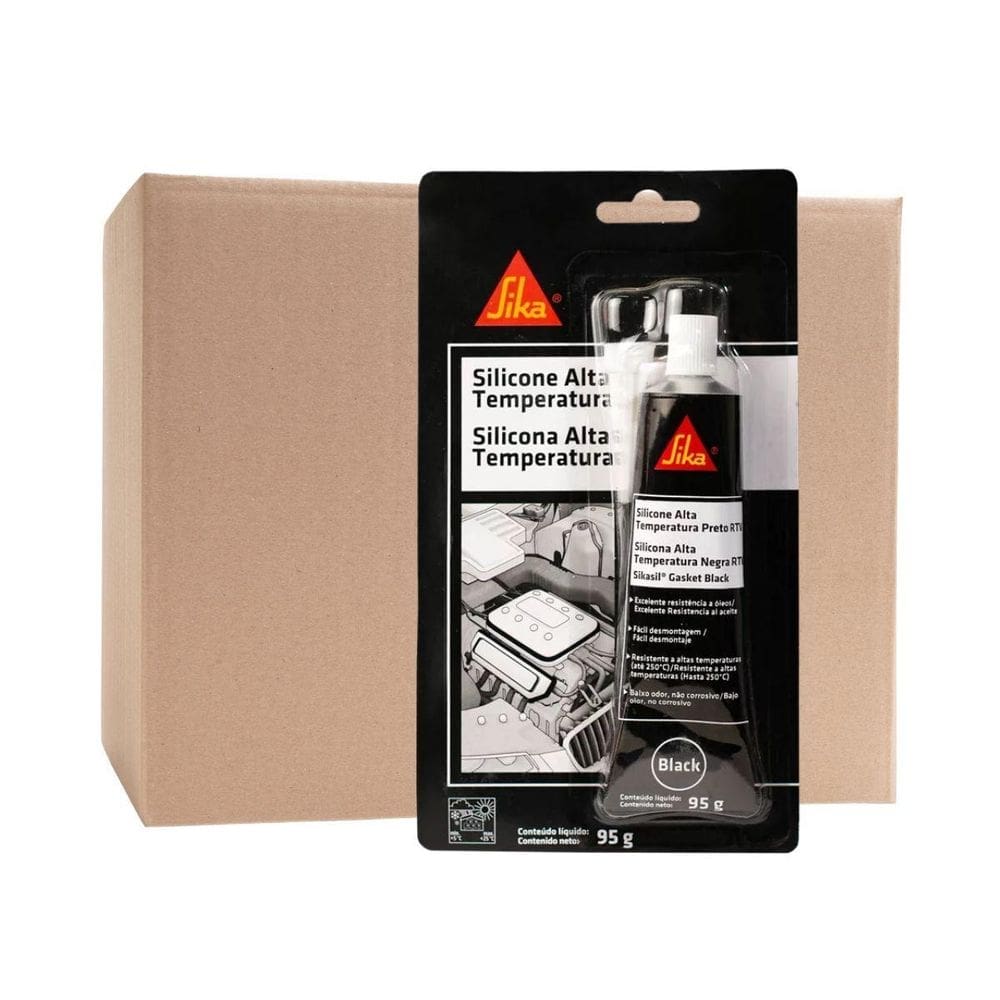 Silicone alta temperatura preto rtv sikasil 95g cx 12 un