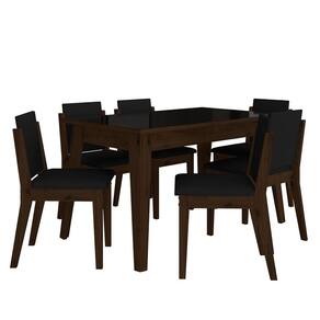 Mesa 1,36 Com 6 Cadeiras Libéria Imbuia/preto/preto - M. Arapongas