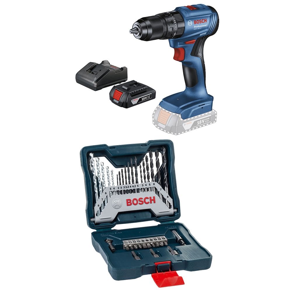 Furadeira Parafusadeira Impacto Bosch Sem Fio 18v Kit Broca