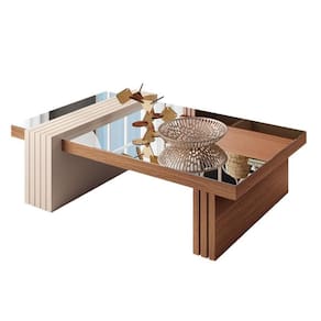 Mesa de Centro Luna Nature Off White com Espelho - HB Móveis