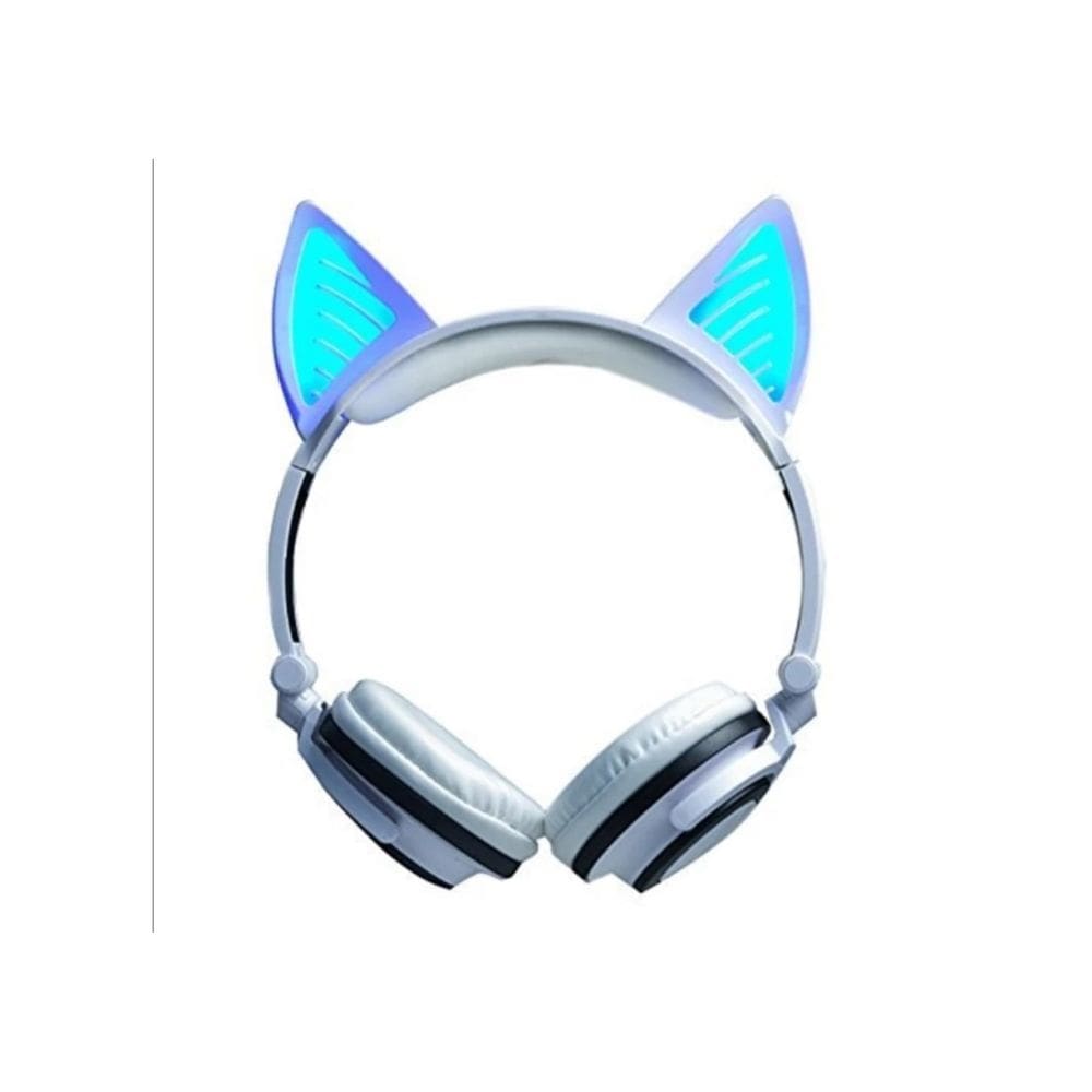 Fones de ouvido com orelhas de gato luminosas