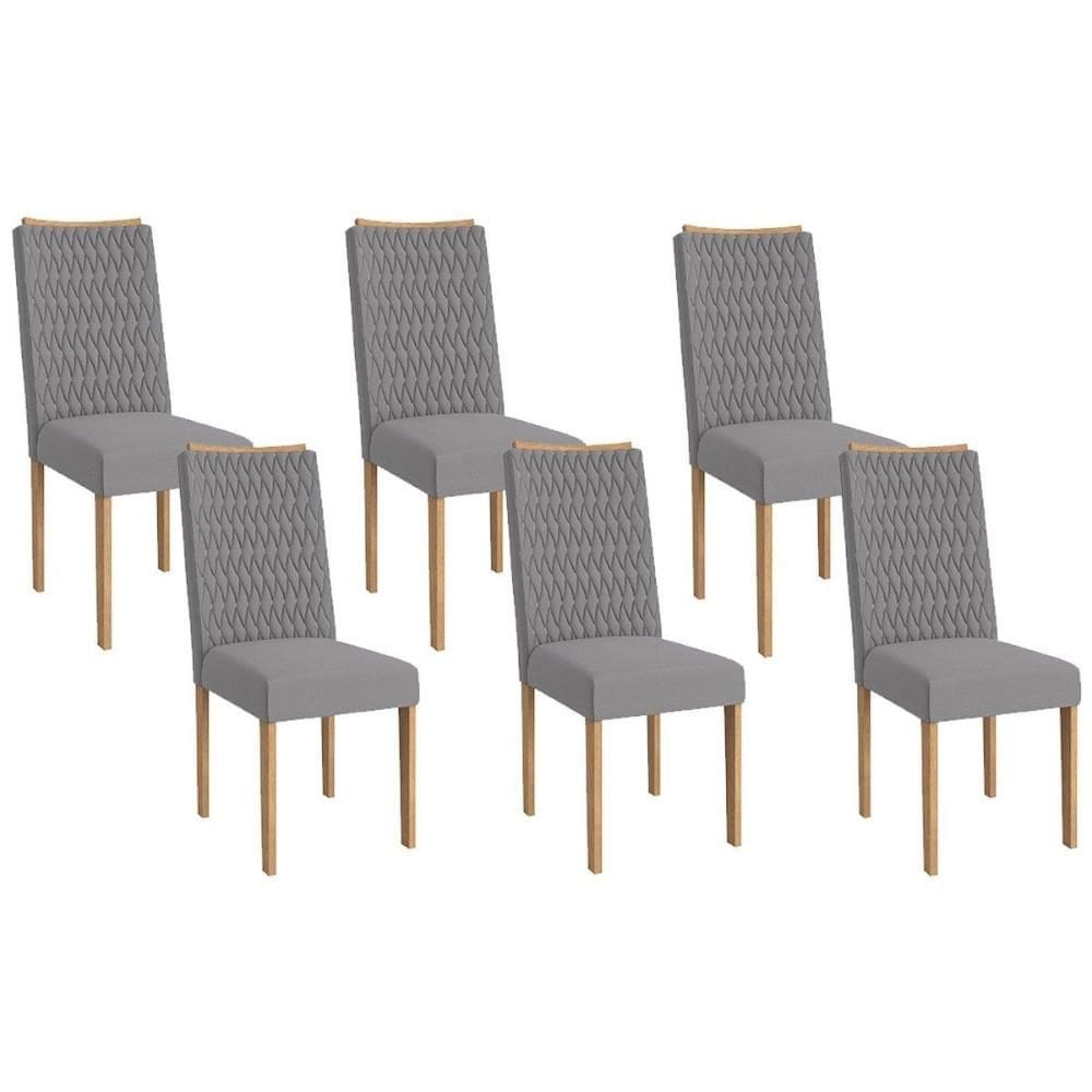 Cadeira Sala de Jantar 2CAD157EA Kit 6 Un Eucalipto/Suede Cinza Titanio A050 - Kappesberg