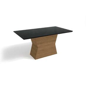 Mesa de Sala Jantar Tilia + Tampo Madeirado Vidro 160x90cm Freijo/Preto - Kappesberg