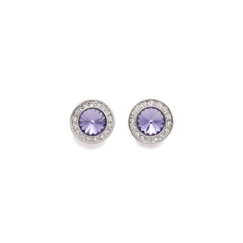 Brincos lilás Swarovski Hoops, cristais austríacos, prata