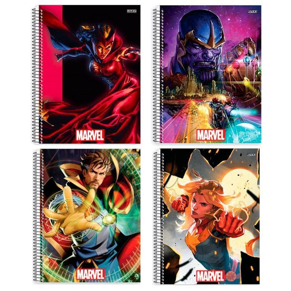 Caderno unv espiral marvel 160 folhas 10 matérias - sd