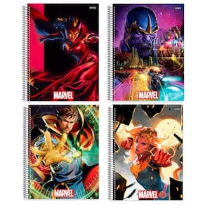 Caderno unv espiral marvel 160 folhas 10 matérias - sd