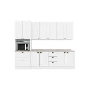 Cozinha Completa Americana 7 Peças (2 Armários + 1 Paneleiro + 2 Balcões + 2 Complemento) C5P63 Branco - Henn