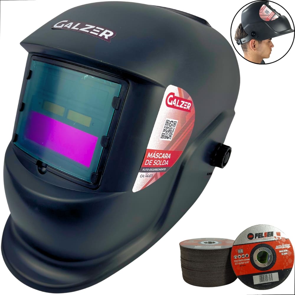Mascara de Solda para Soldador Profissional escurecimento Automático Alta Proteção + disco de corte