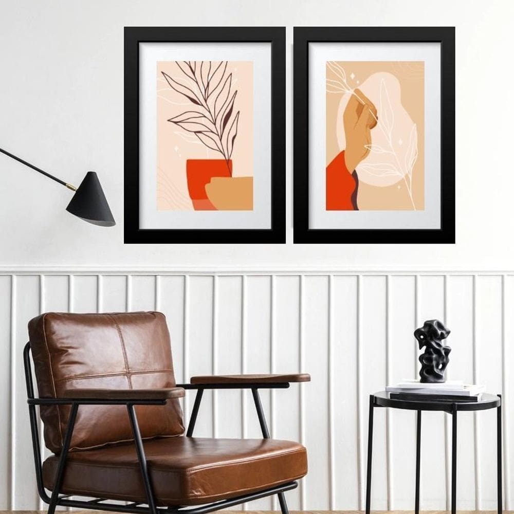 Kit 2 Quadros Abstratos Jardinagem - 60X48Cm