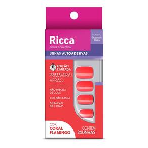 Unhas Autoadesiva Edição Limitada Coral Flamingo Ricca