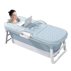 Banheira Ofurô Dobrável Portátil Adulto 117 Cm com Suporte Vg+ Azul