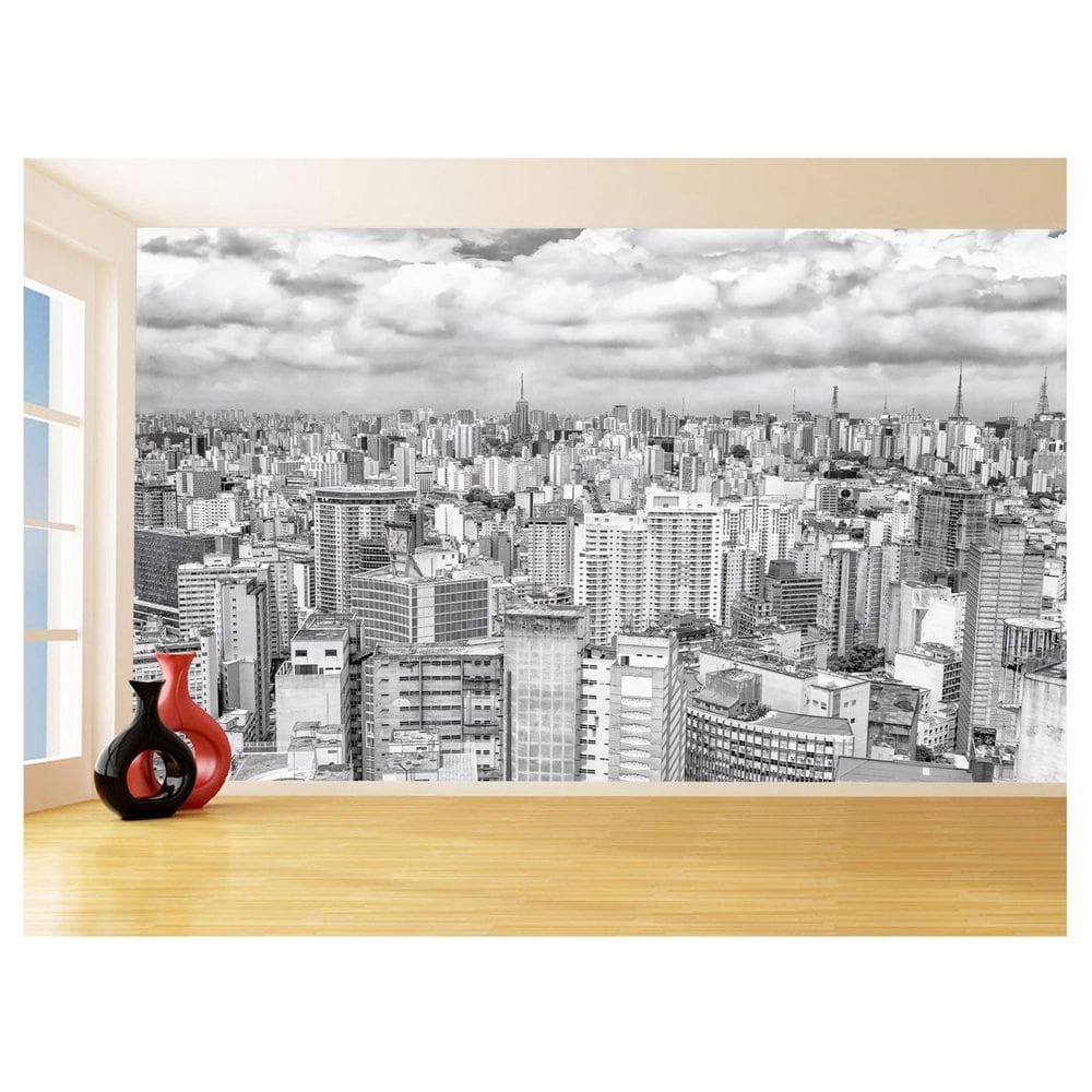 Papel De Parede 3D Cidade São Paulo Prédios Céu 3,5M Ncd341