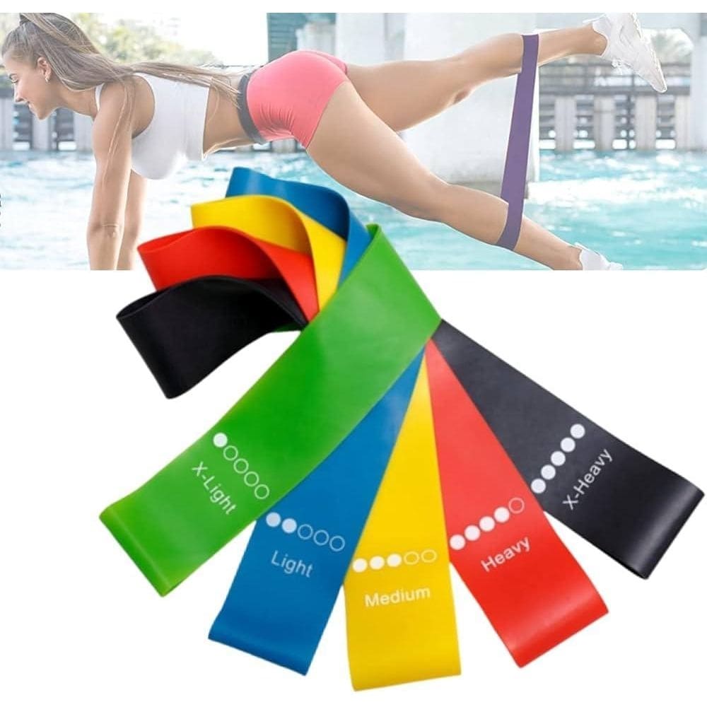 Kit 5 faixas exercícios pernas pés pilates yoga fisioterapia