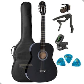 Violao classico acustico vogga nylon vca204n bk preto + kit