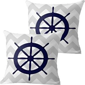 Kit 2 Capas De Almofadas Timão Azul Navegação Marítima