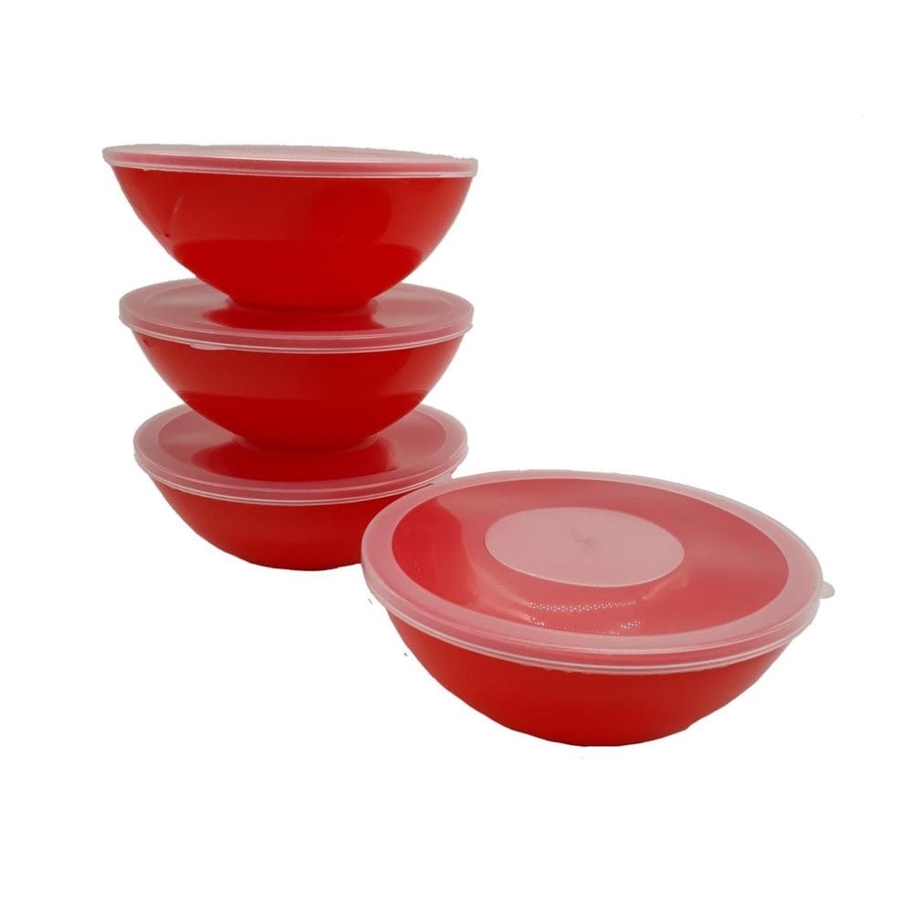 4 potes redondo com tampa marmita sobremesa 600 ml vermelho