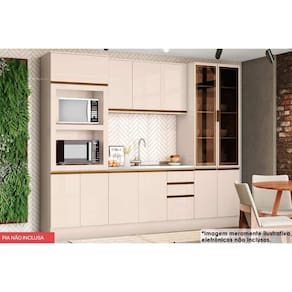 Cozinha Completa Connect 6 Peças (1 Armário + 2 Paneleiros + 1 Balcão + 2 Complementos) C5P73 Off White - Henn