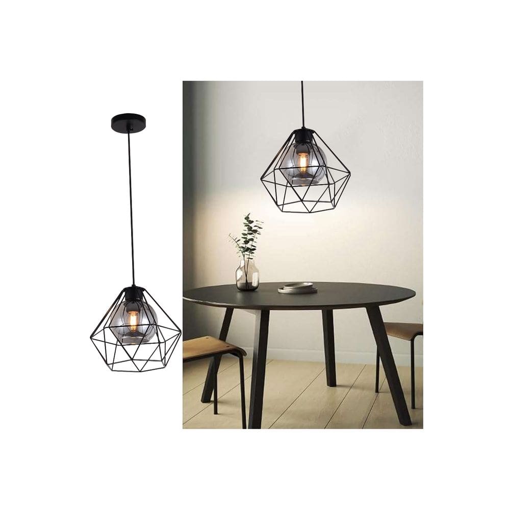 Luminária pendente genérica de 1 luz E27 preta 25x25x100cm