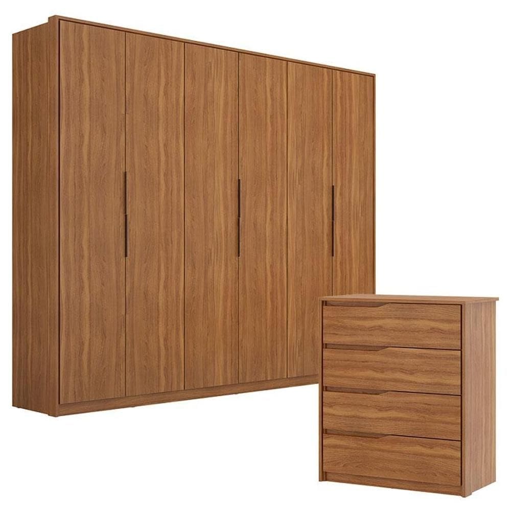 Guarda Roupa Casal Atrice e Cômoda Atria Amêndola - Demartêz