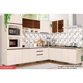 Cozinha Completa Connect 11 Peças (3 Armários + 1 Paneleiro + 4 Balcões + 3 Complementos) C5P81 Off White - Henn