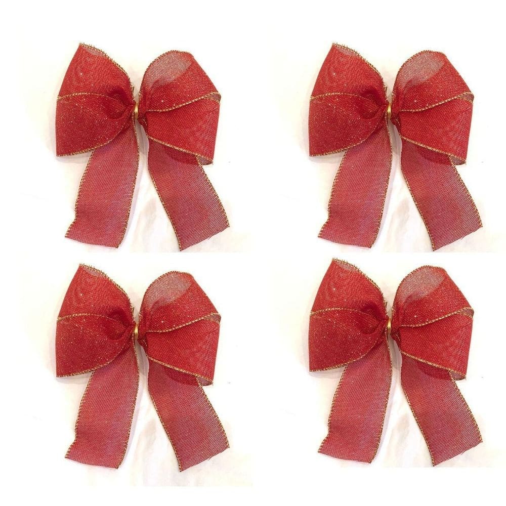 Laço grande vermelho telinha decoração árvore natal 12un