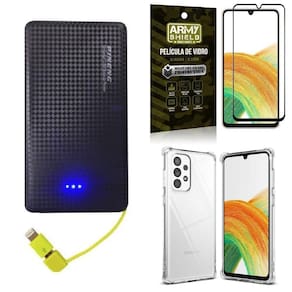 Capa samsung a33 5g + carregador portátil 5k + película 3d