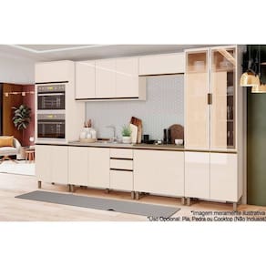Cozinha Completa Connect 7 Peças (2 Armários + 2 Paneleiros + 2 Balcões + 1 Complemento) C5P96 Off White - Henn
