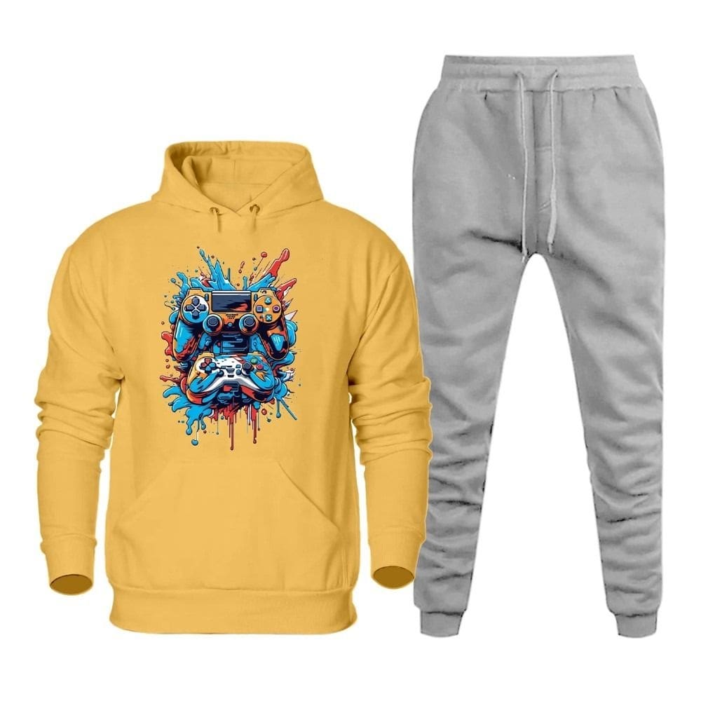 Blusa Canguru Plus Size Moletom Estampada Masculina Com Calça Jogger Lisa Alta Qualidade Quentinho