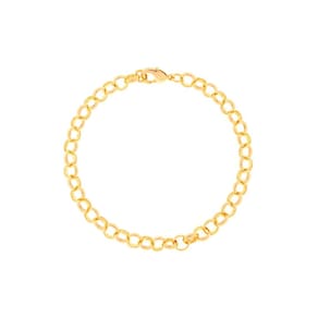 Pulseira Feminino Elo Português 6mm 18 cm Banhado em Ouro 18k