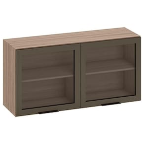 Armário Aéreo 2 Portas Vidro Etna Carvalho OAK – Poliman