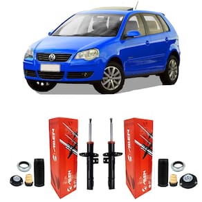 Kit 2 amortecedor + kit reparo dianteiro polo 2005 2006 2007