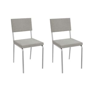 Cadeira Sala de Jantar Zaria 2C128 Aço Kit 2 Uni Cromado - Boucle Cinza - Kappesberg