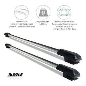 Rack travessa de teto aluminio prata toyota sw4 2006 a 2015 prata especifico