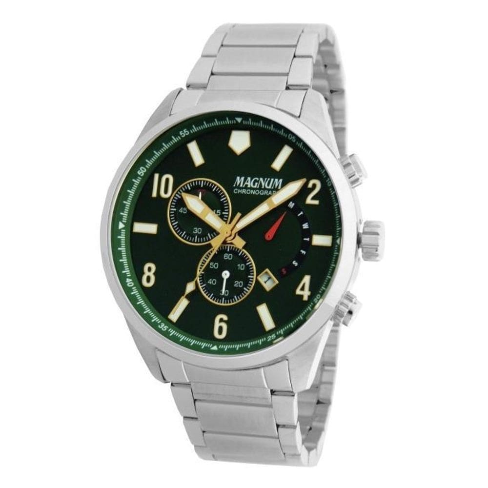 Relógio Magnum Masculino Ma35182g Cronógrafo Prateado 43mm