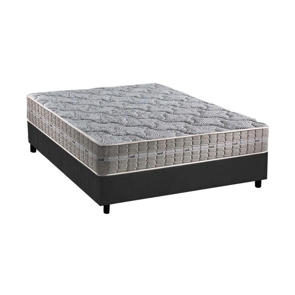 Cama Box Casal: Colchão Molas Ensacadas Anjos Royal + Base CRC Suede Gray(138x188)