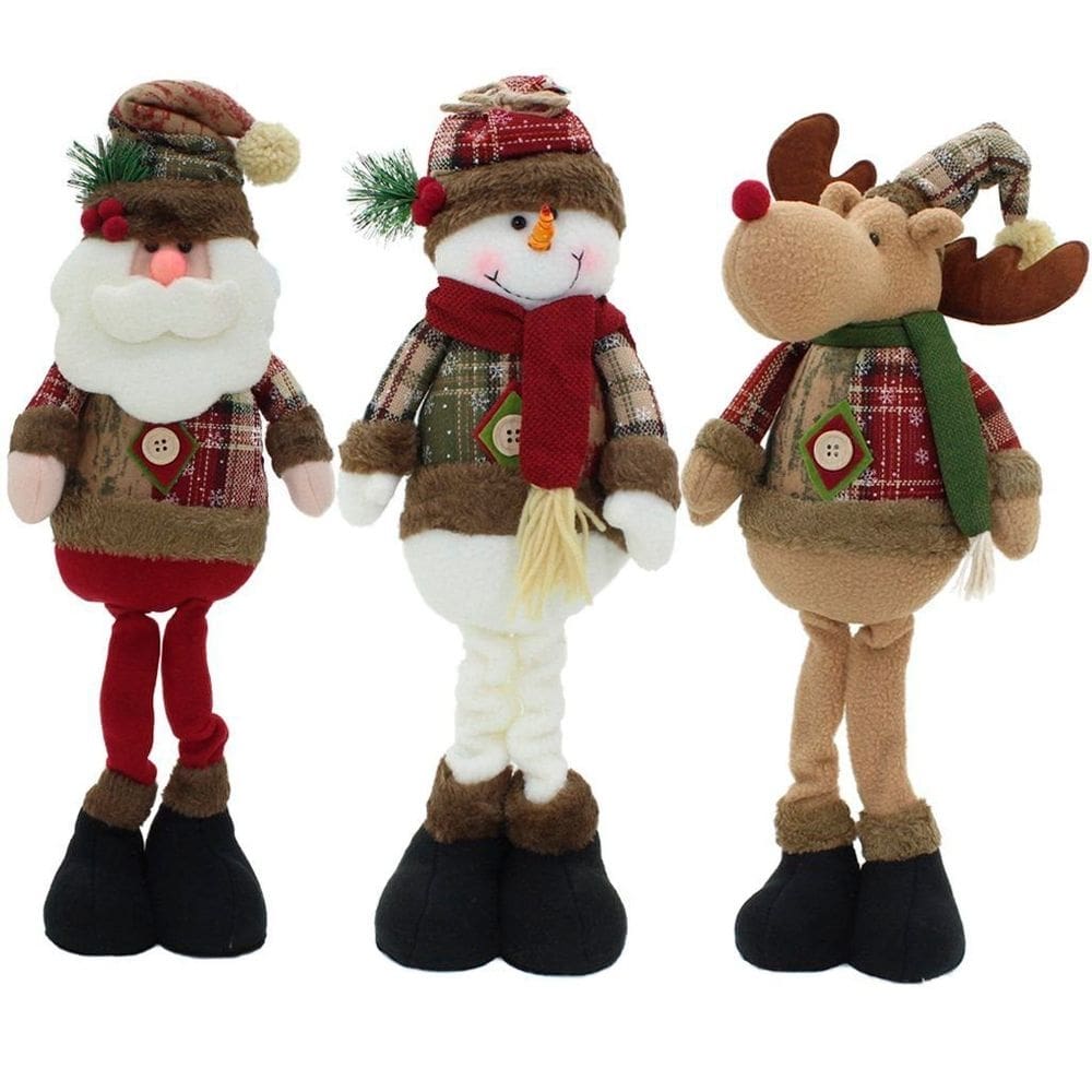 Kit Trio Bonecos de Natal Boneco De Neve Papai Noel Rena 50cm