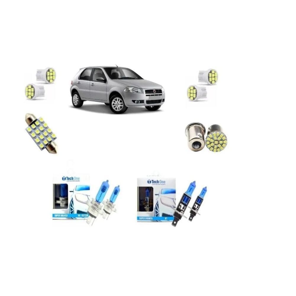 Kit lampada super branca fiat palio 2008 a 2013 + led