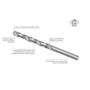 Broca aço rápido 5mm cortag - 10 unid cod 61919