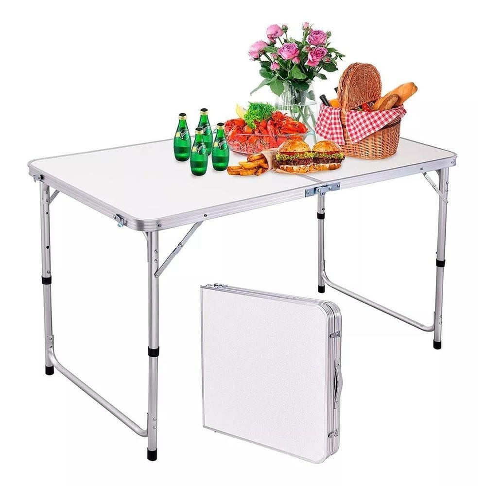 Mesa Dobrável Portátil Vira Maleta Camping Praia 120X60Cm