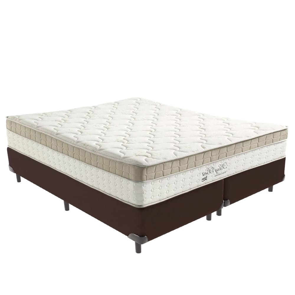 Cama Box Marrom e Colchão Queen King Best Anjos