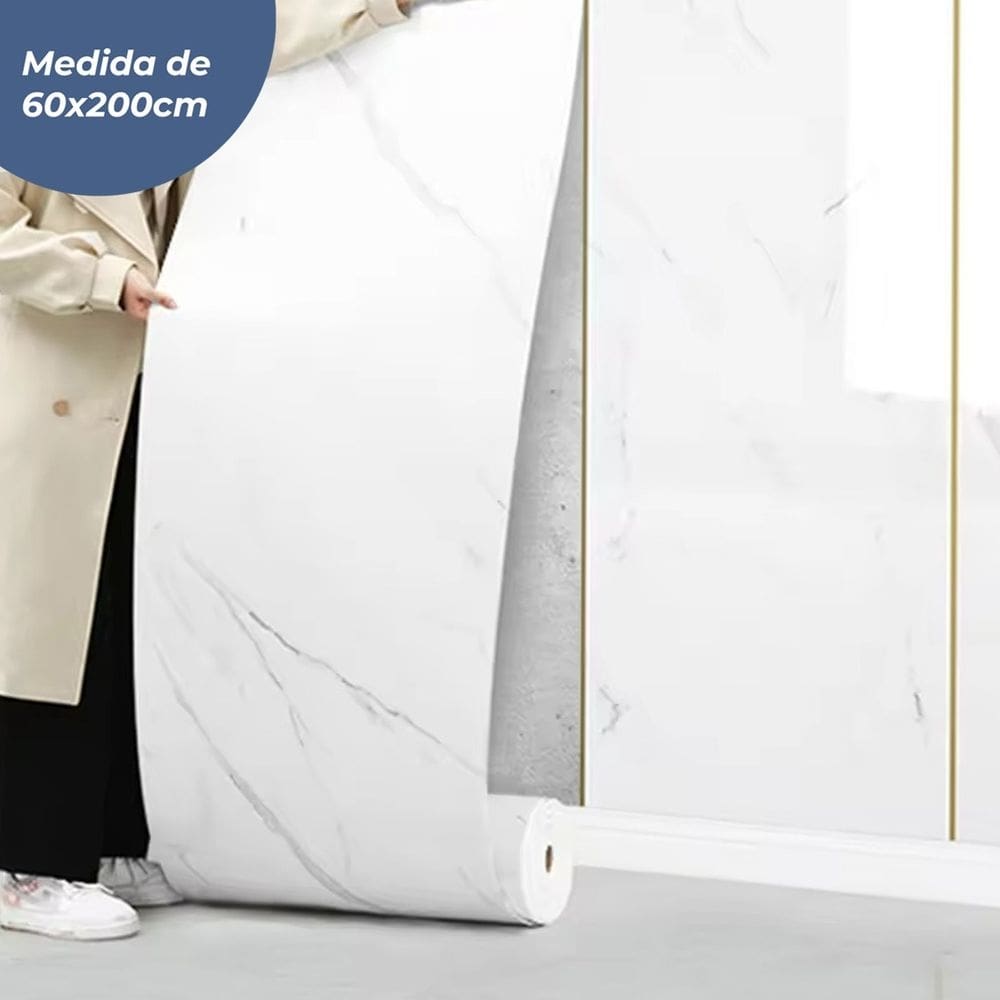 Kit 2 Placa Adesiva Parede Rolo Painel Mármore 200x60cm Luxo